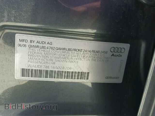 2006 AUDI A4 - VIN: WAUDF78E16A028706 - Фото 10