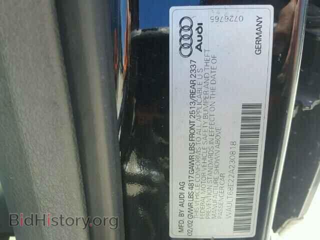 2002 AUDI A4 - VIN: WAULT68E22A230818 - Photo 10
