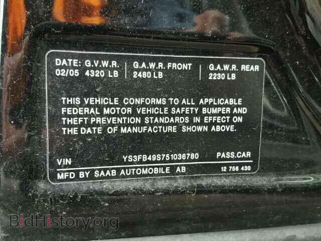 2005 SAAB 9 3 - VIN: YS3FB49S751036780 - Photo 10