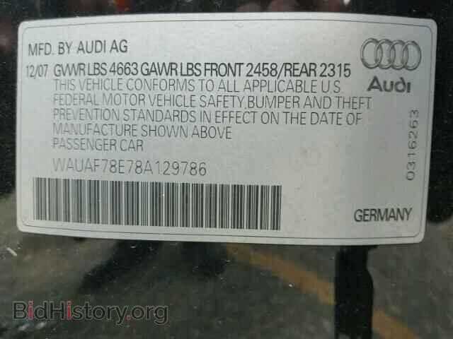 2008 AUDI A4 - VIN: WAUAF78E78A129786 - Фото 10