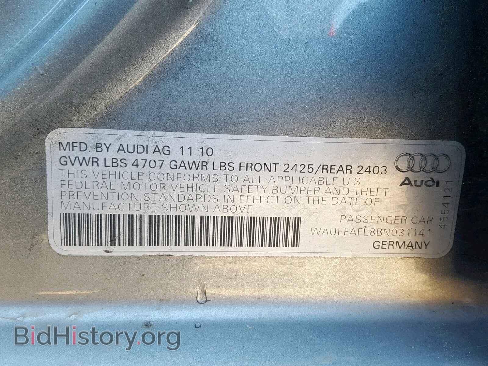 2011 AUDI A4 - VIN: WAUEFAFL8BN031141 - Фото 10
