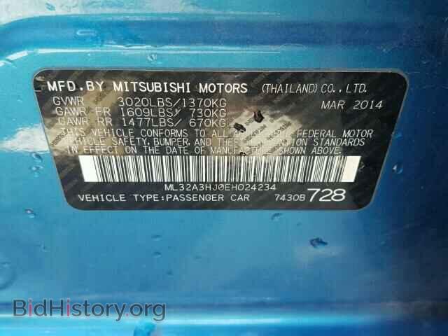2014 MITSUBISHI MIRAGE - VIN: ML32A3HJ0EH024234 - Фото 10