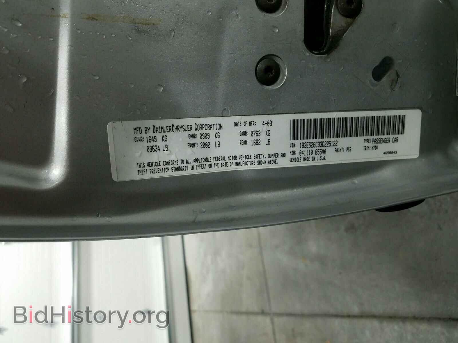 2003 DODGE NEON - VIN: 1B3ES26C33D225122 - Фото 10