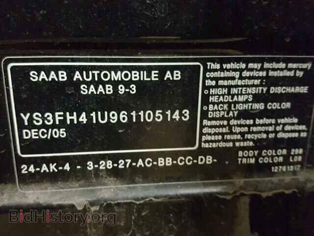 2006 SAAB 9 3 - VIN: YS3FH41U961105143 - Фото 10