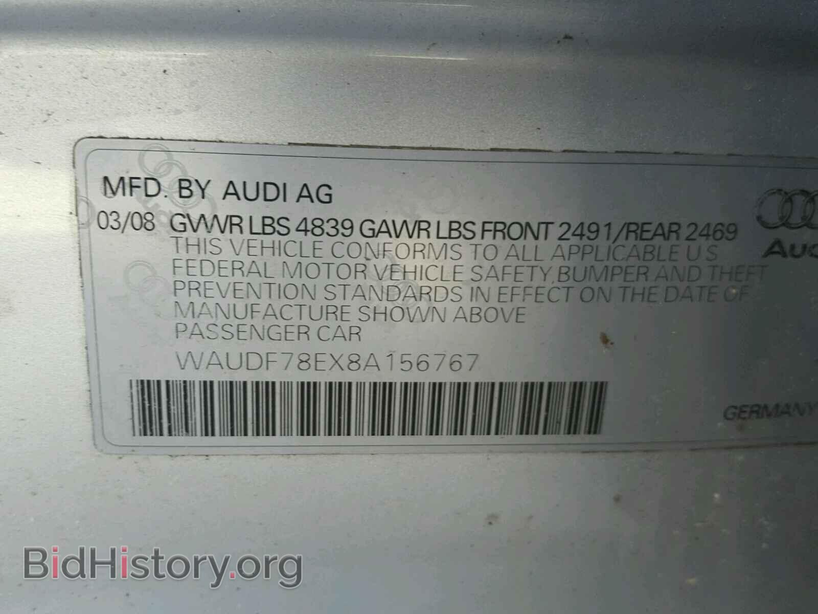 2008 AUDI A4 - VIN: WAUDF78EX8A156767 - Фото 10