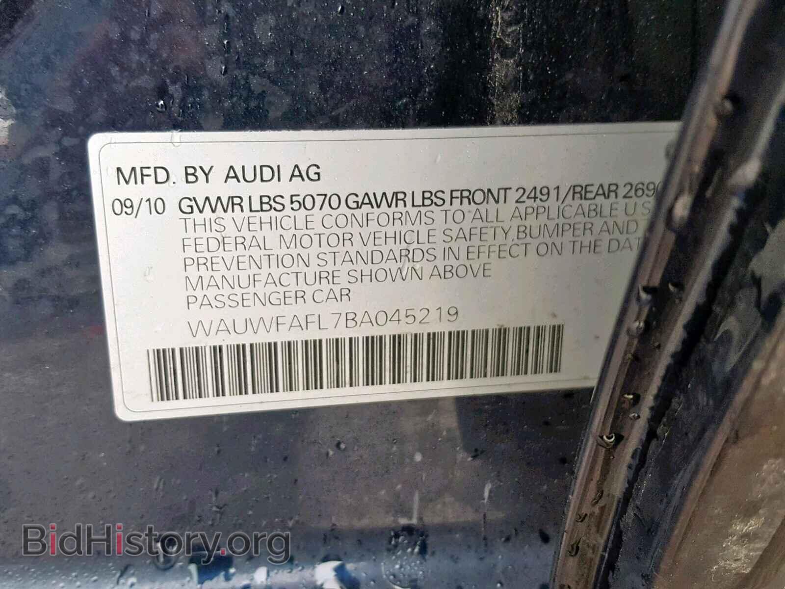 2011 AUDI A4 - VIN: WAUWFAFL7BA045219 - Фото 10
