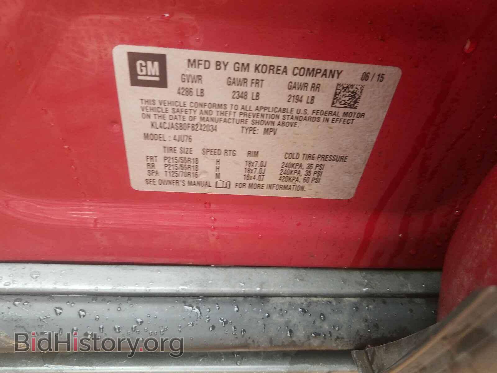 2015 BUICK ENCORE - VIN: KL4CJASB0FB242034 - Photo 10