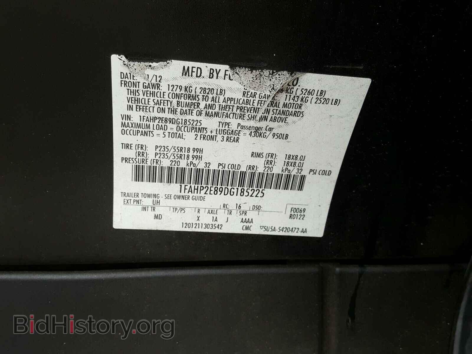 2013 FORD TAURUS - VIN: 1FAHP2E89DG185225 - Фото 10