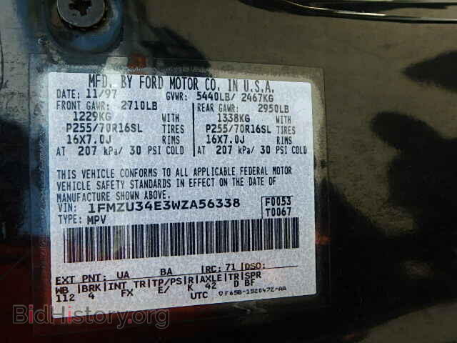 1998 FORD EXPLORER - VIN: 1FMZU34E3WZA56338 - Фото 9