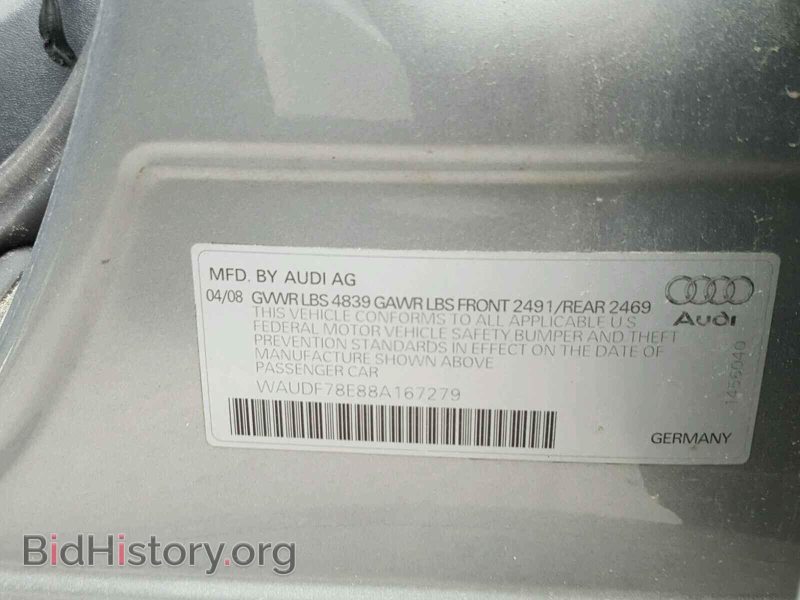 2008 AUDI A4 - VIN: WAUDF78E88A167279 - Фото 10