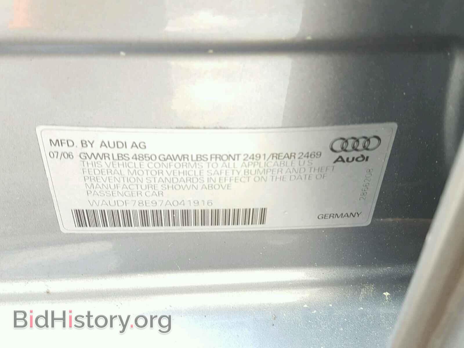 2007 AUDI A4 - VIN: WAUDF78E97A041916 - Фото 10
