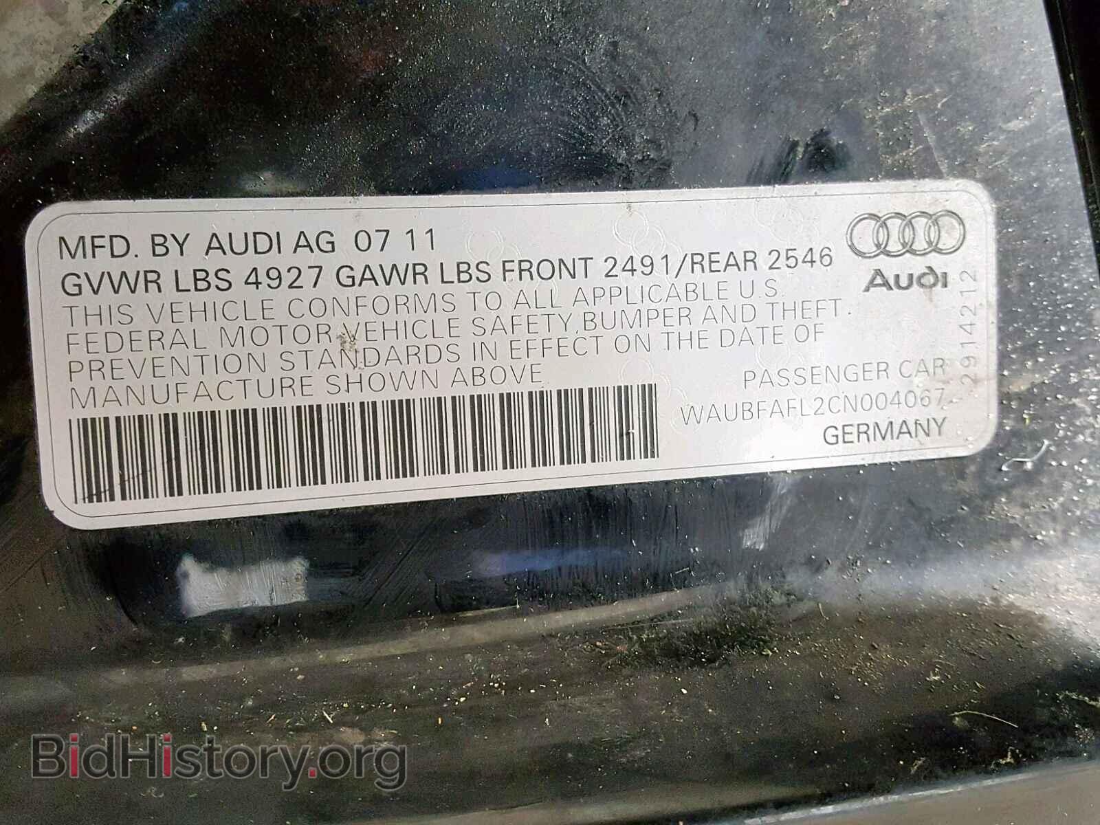 2012 AUDI A4 - VIN: WAUBFAFL2CN004067 - Photo 10