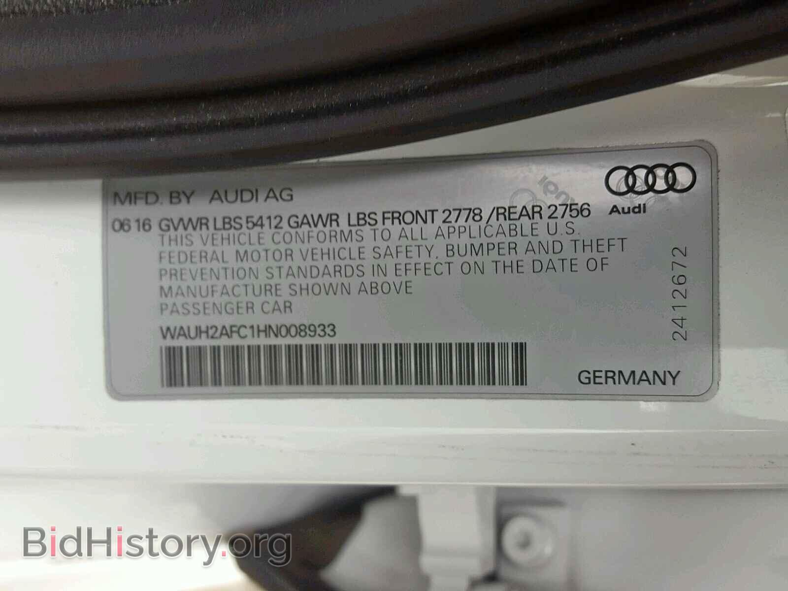2017 AUDI A6 - VIN: WAUH2AFC1HN008933 - Фото 10