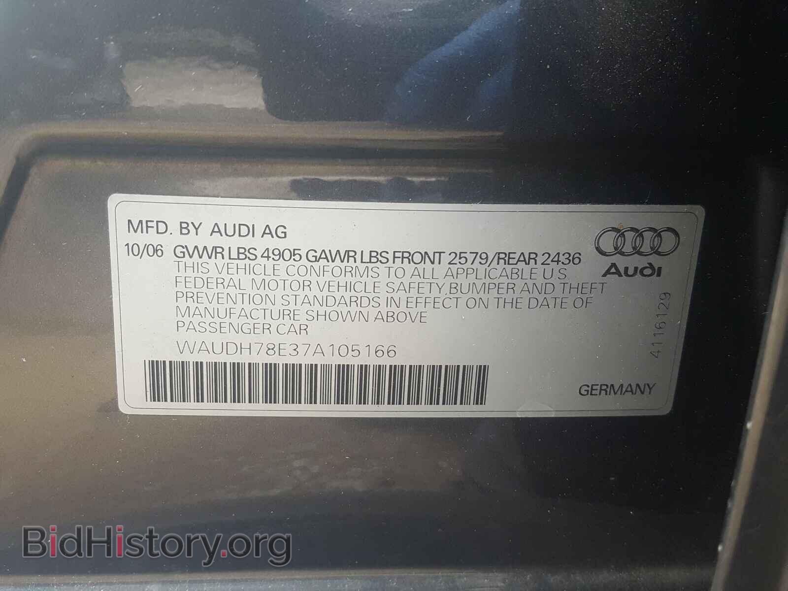 2007 AUDI A4 - VIN: WAUDH78E37A105166 - Photo 10