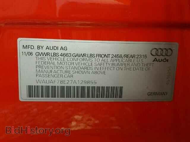 2007 AUDI A4 - VIN: WAUAF78E27A129855 - Фото 10