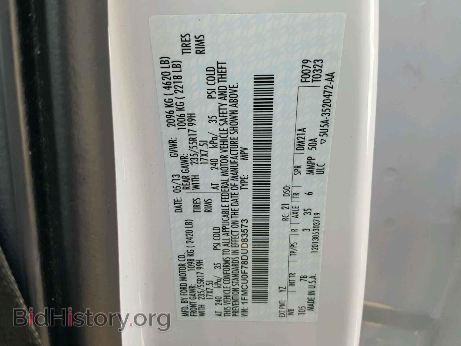 2013 FORD ESCAPE - VIN: 1FMCU0F78DUD83573 - Фото 10