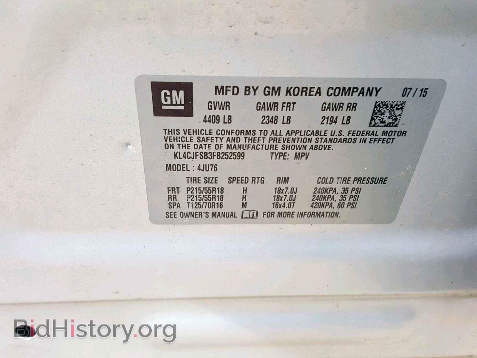 2015 BUICK ENCORE CON - VIN: KL4CJFSB3FB252599 - Photo 10