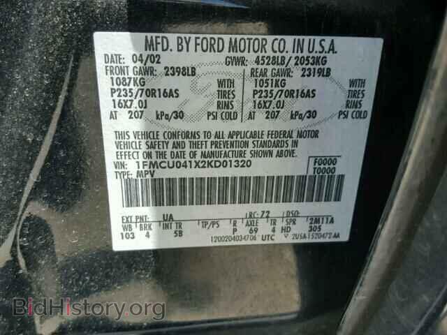 2002 FORD ESCAPE - VIN: 1FMCU041X2KD01320 - Фото 10