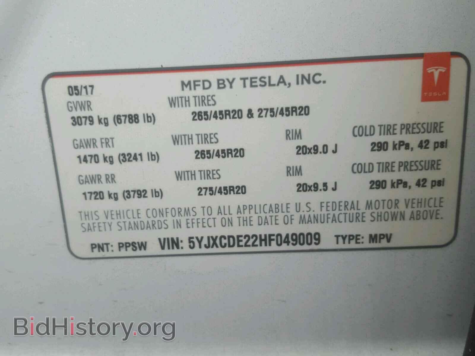 2017 TESLA MODEL X - VIN: 5YJXCDE22HF049009 - Photo 10