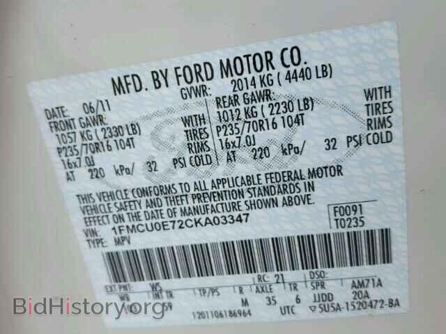 2012 FORD ESCAPE - VIN: 1FMCU0E72CKA03347 - Photo 10