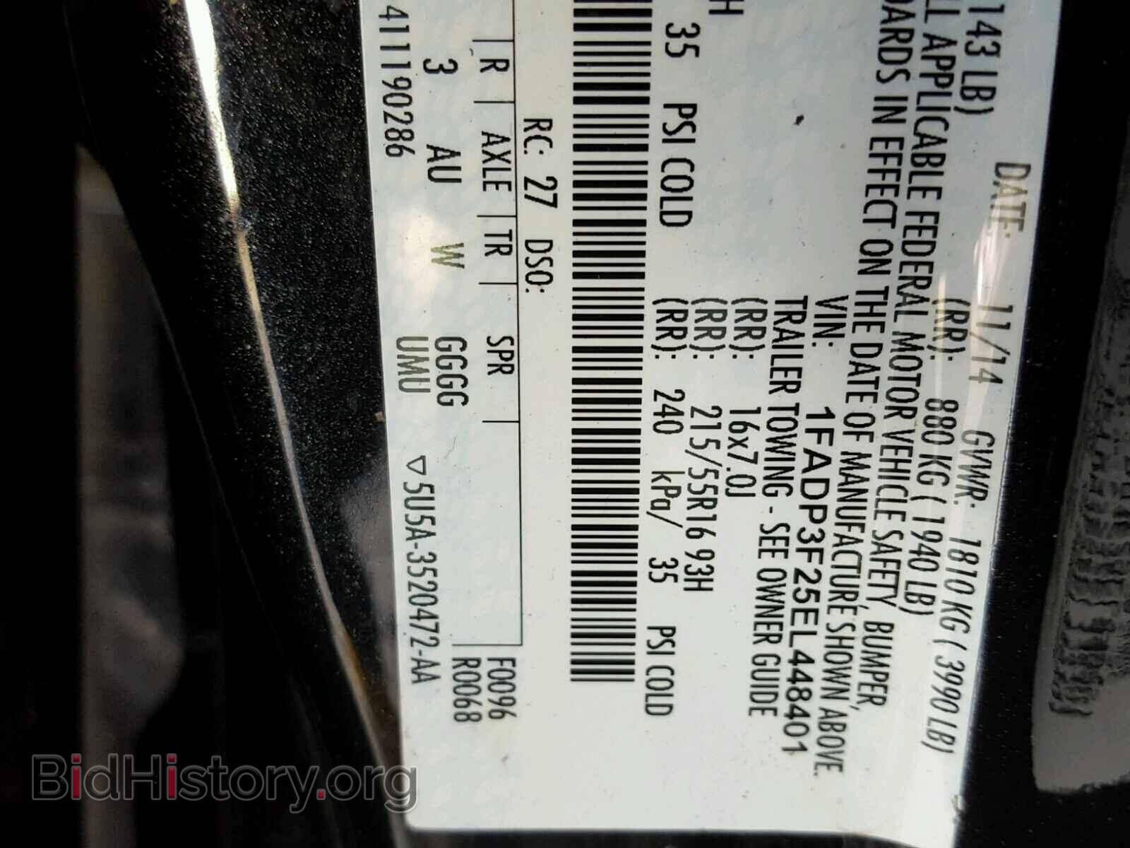 2014 FORD FOCUS - VIN: 1FADP3F25EL448401 - Фото 10