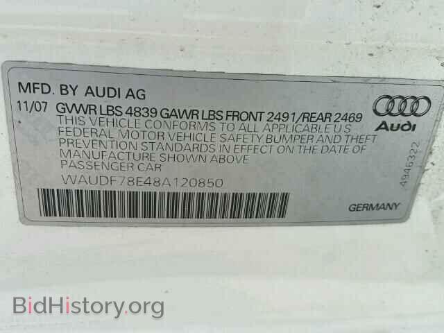 2008 AUDI A4 - VIN: WAUDF78E48A120850 - Фото 10