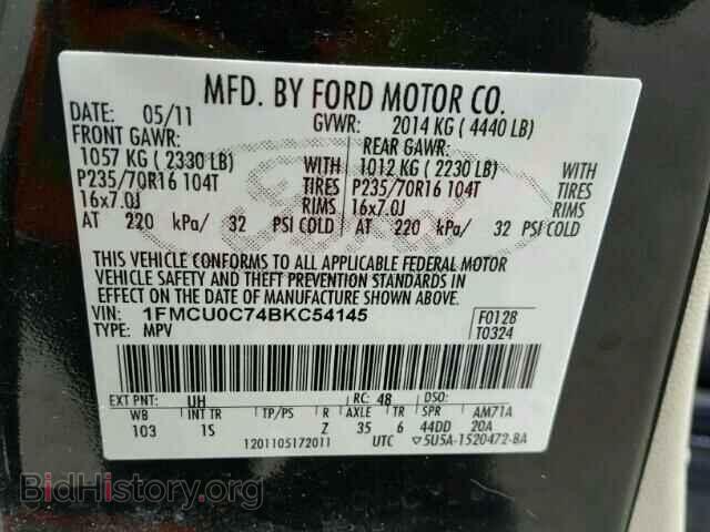 2011 FORD ESCAPE - VIN: 1FMCU0C74BKC54145 - Photo 10