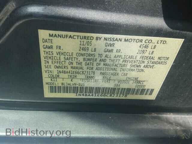 2006 NISSAN MAXIMA - VIN: 1N4BA41E66C823178 - Фото 10