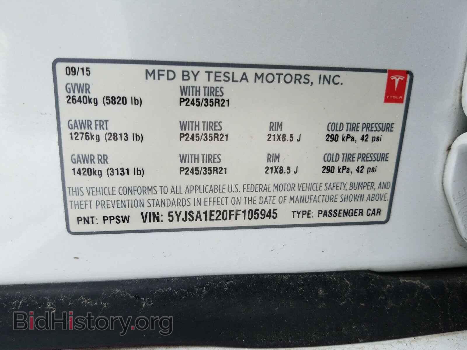 2015 TESLA MODEL S - VIN: 5YJSA1E20FF105945 - Photo 10