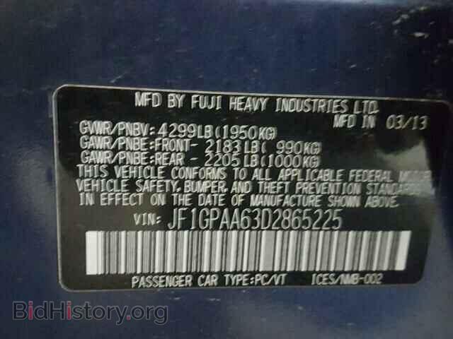 2013 SUBARU IMPREZA - VIN: JF1GPAA63D2865225 - Фото 10
