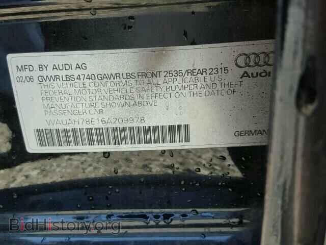 2006 AUDI A4 - VIN: WAUAH78E16A209978 - Фото 10