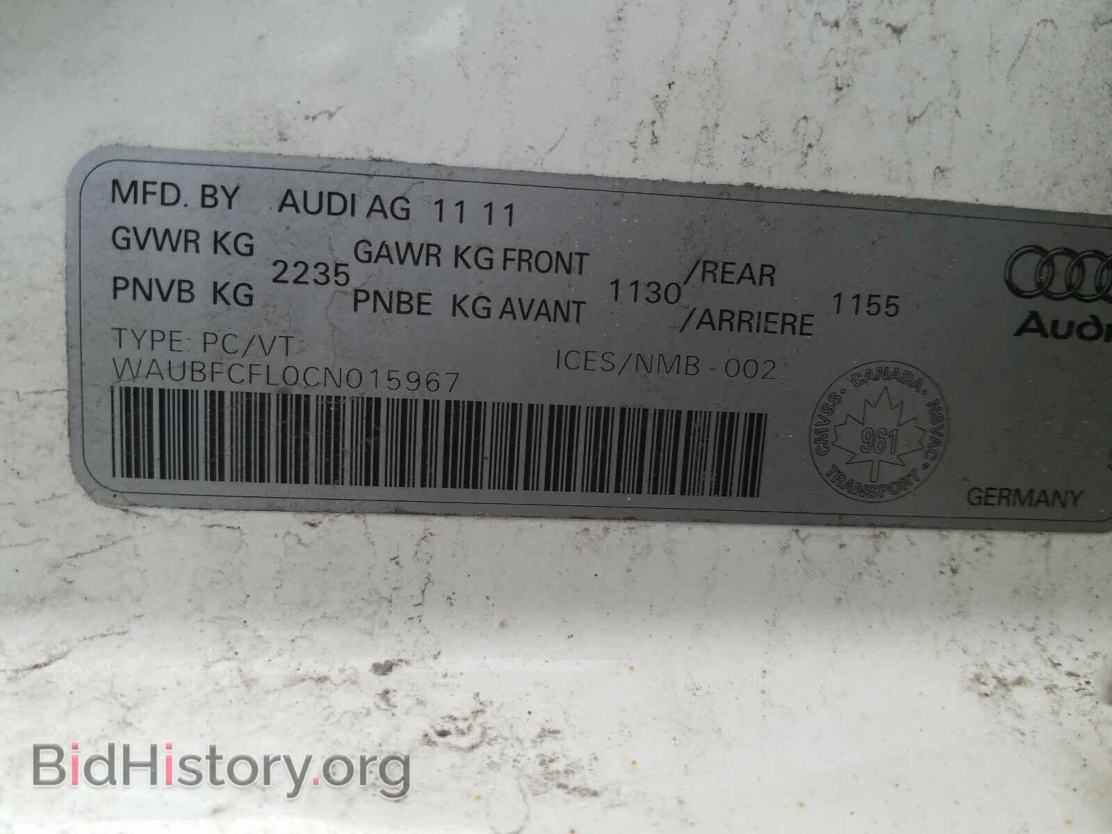 2012 AUDI A4 - VIN: WAUBFCFL0CN015967 - Photo 10
