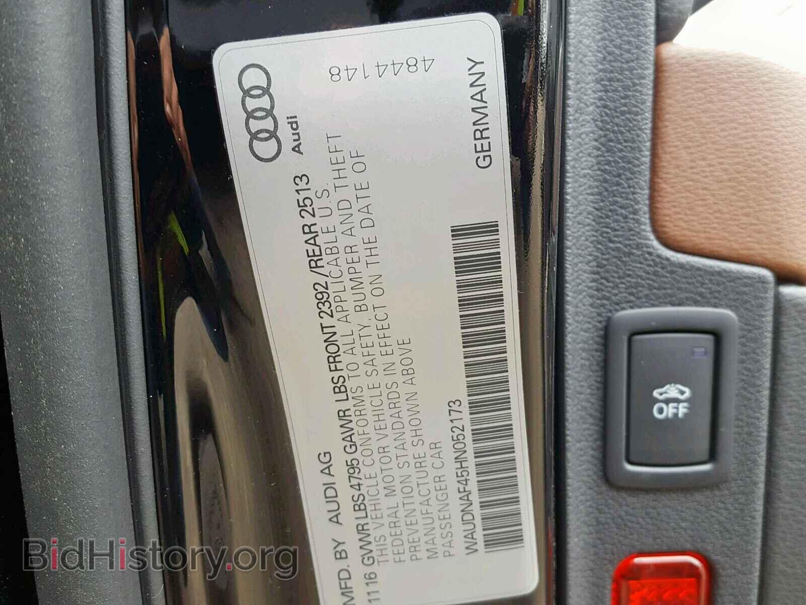 2017 AUDI A4 - VIN: WAUDNAF45HN052173 - Фото 10