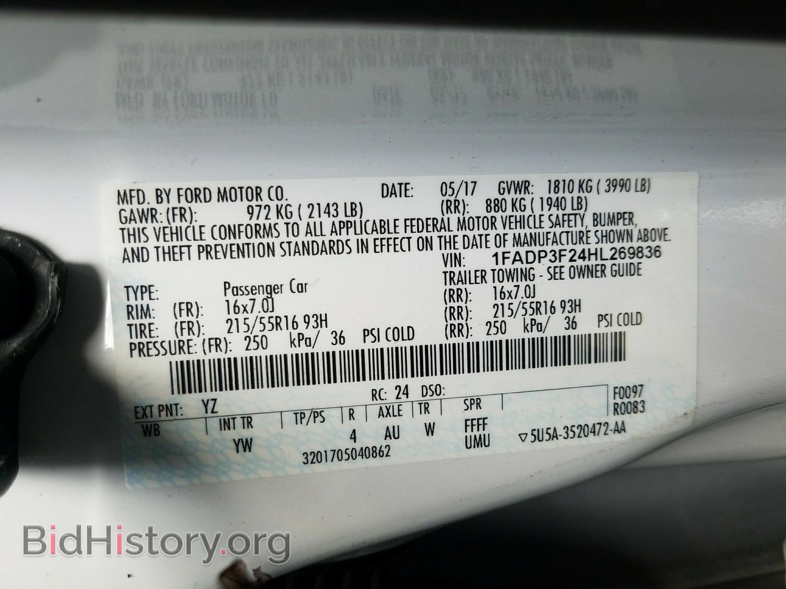 2017 FORD FOCUS - VIN: 1FADP3F24HL269836 - Фото 10