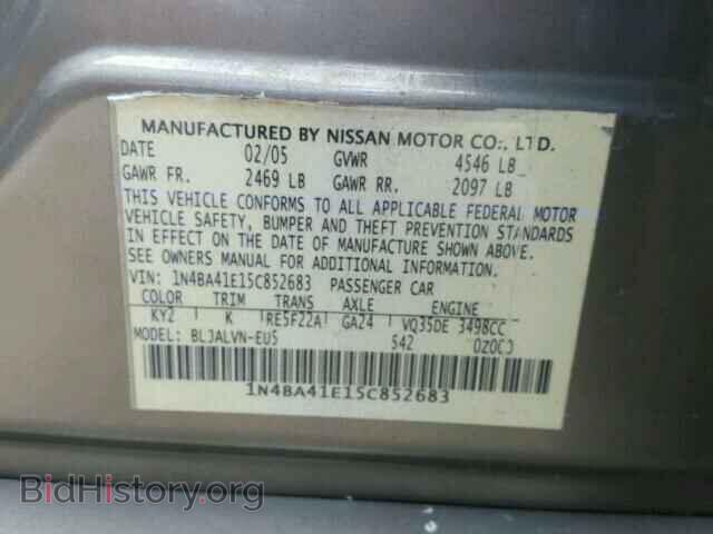 2005 NISSAN MAXIMA - VIN: 1N4BA41E15C852683 - Фото 10