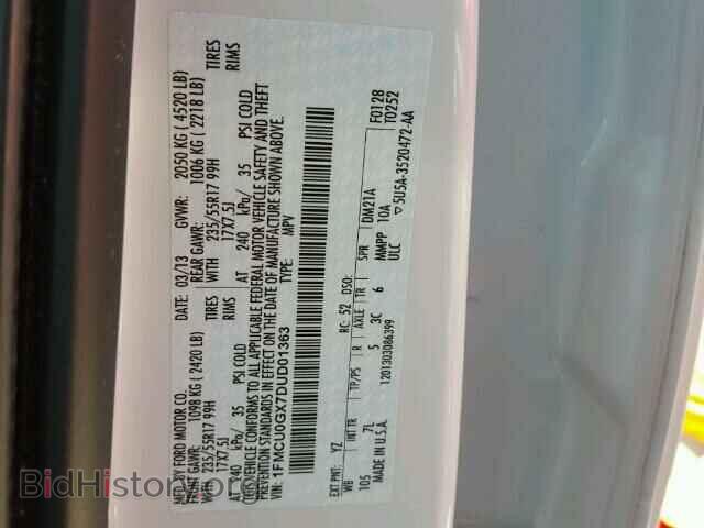 2013 FORD ESCAPE - VIN: 1FMCU0GX7DUD01363 - Фото 10