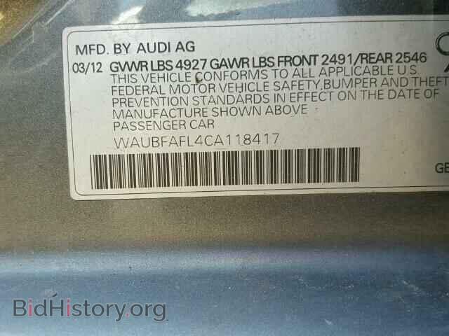 2012 AUDI A4 - VIN: WAUBFAFL4CA118417 - Фото 10