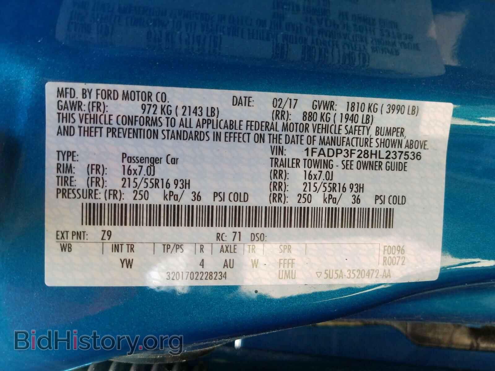 2017 FORD FOCUS - VIN: 1FADP3F28HL237536 - Photo 10