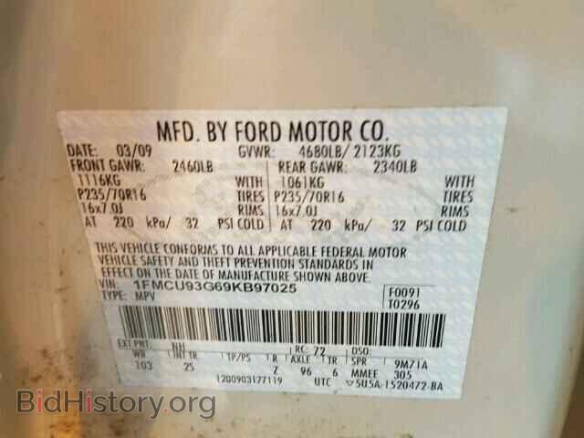 2009 FORD ESCAPE - VIN: 1FMCU93G69KB97025 - Фото 10