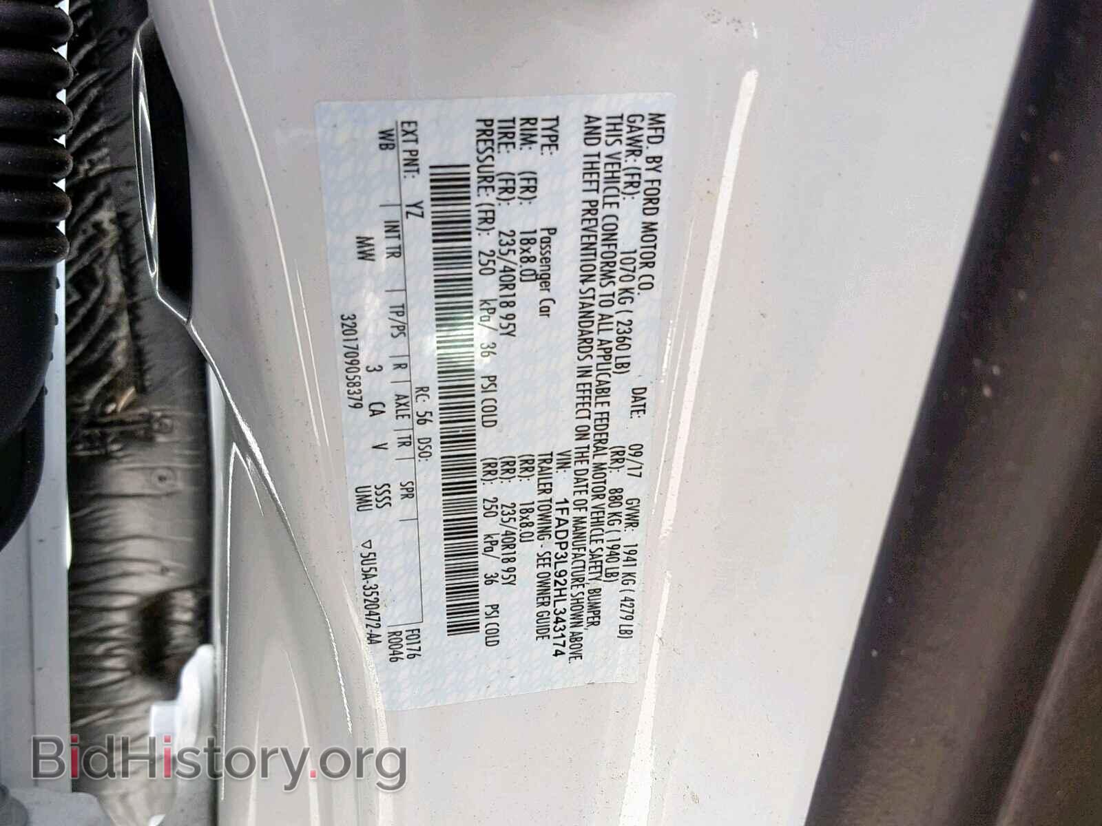 2017 FORD FOCUS - VIN: 1FADP3L92HL343174 - Фото 10