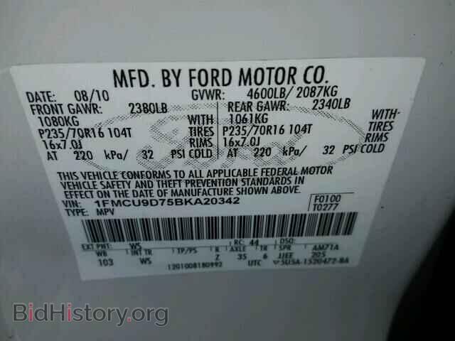 2011 FORD ESCAPE - VIN: 1FMCU9D75BKA20342 - Фото 10