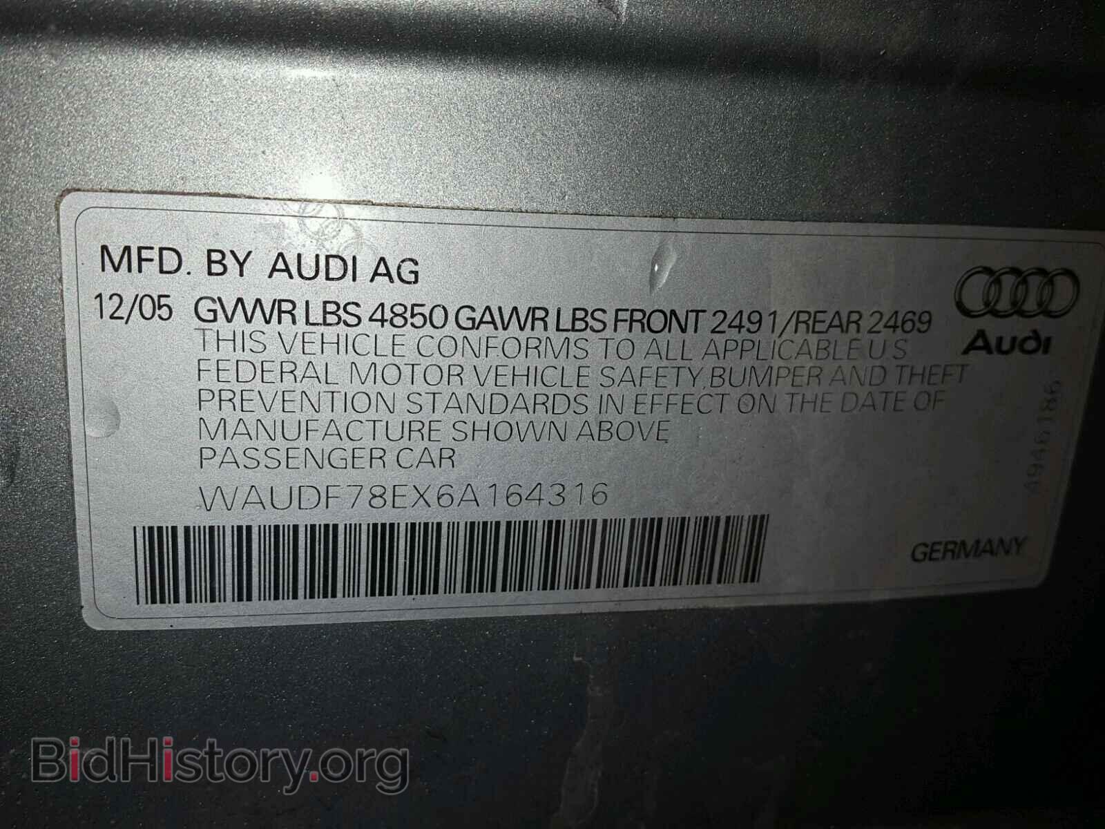 2006 AUDI A4 - VIN: WAUDF78EX6A164316 - Фото 10