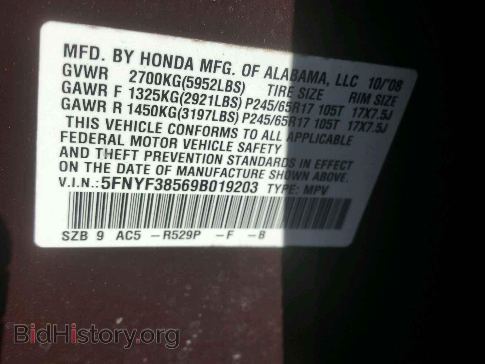 2009 HONDA PILOT - VIN: 5FNYF38569B019203 - Фото 10