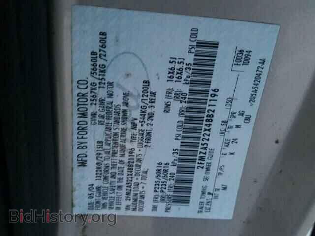 2004 FORD FREESTAR - VIN: 2FMZA522X4BB21196 - Фото 10