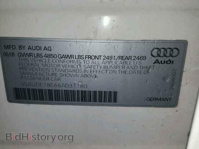 2006 AUDI A4 - VIN: WAUDF78E46A031180 - Фото 10