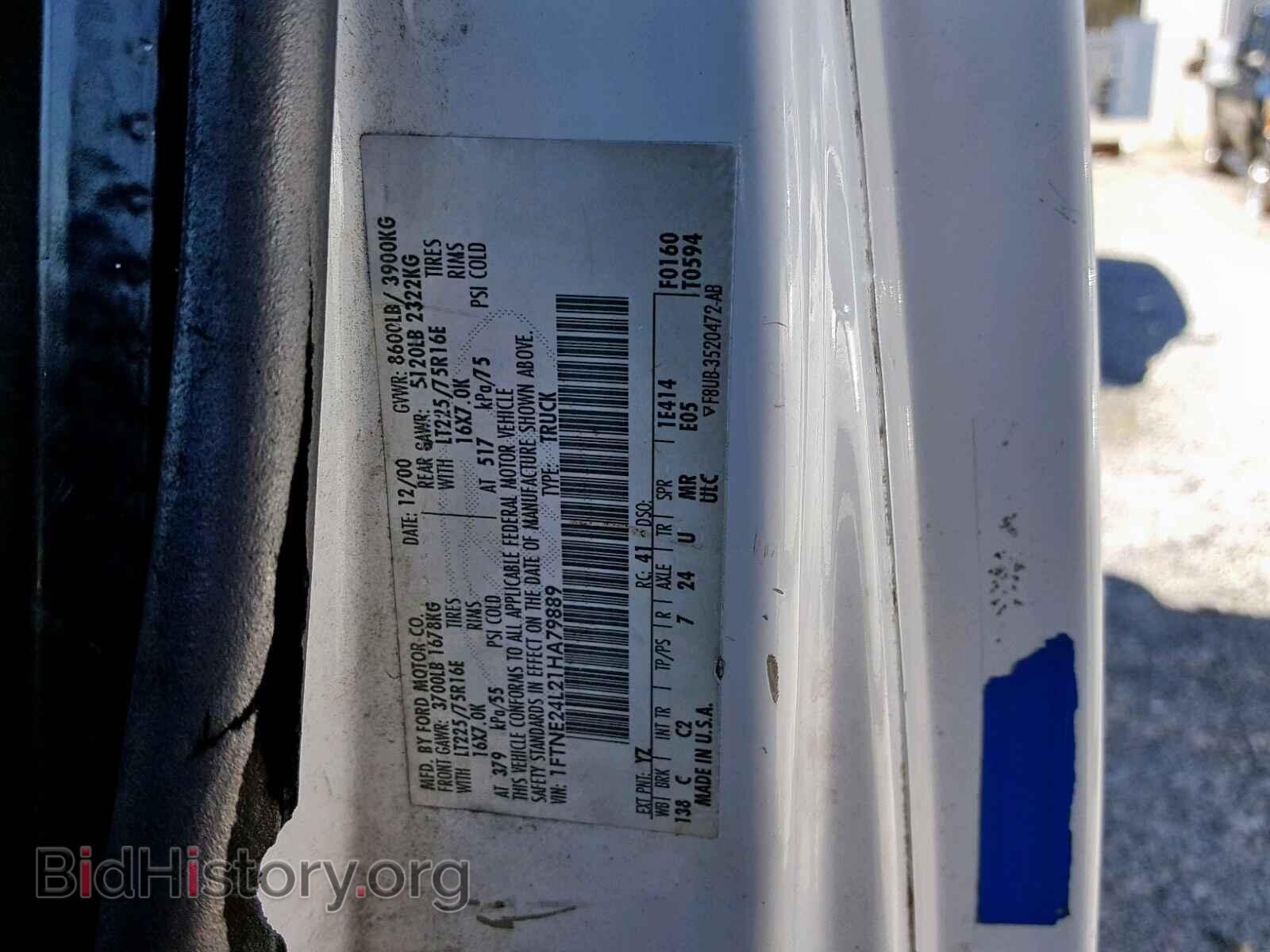 2001 FORD ECONOLINE - VIN: 1FTNE24L21HA79889 - Фото 10