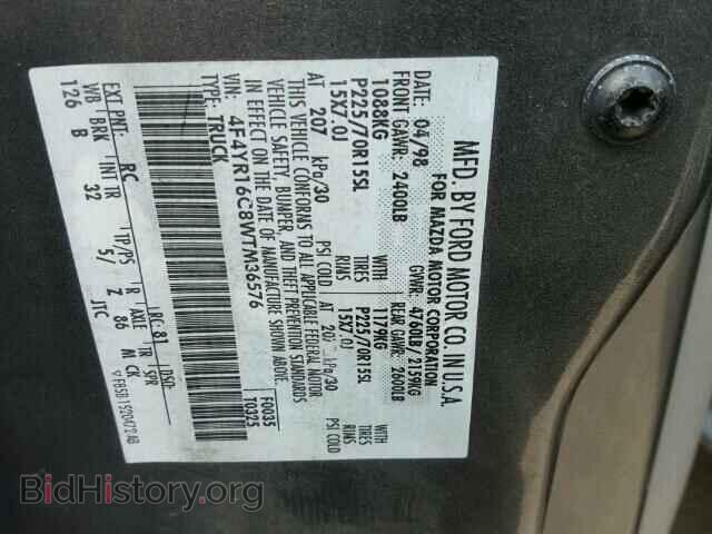 1998 MAZDA B2500 - VIN: 4F4YR16C8WTM36576 - Фото 10