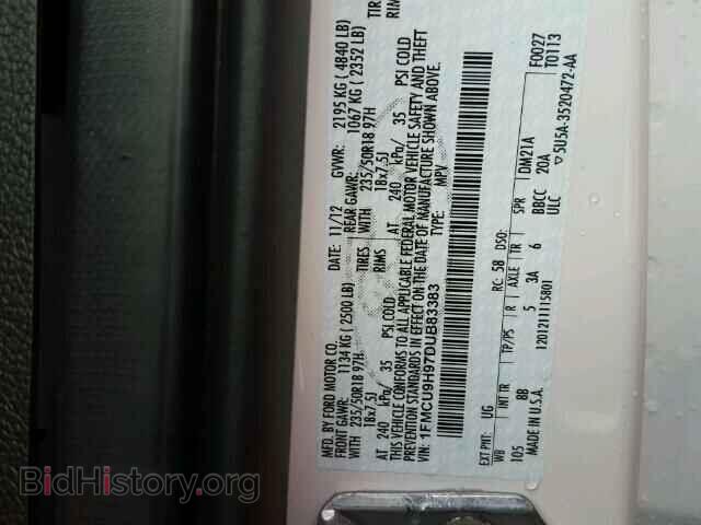 2013 FORD ESCAPE - VIN: 1FMCU9H97DUB83383 - Photo 10