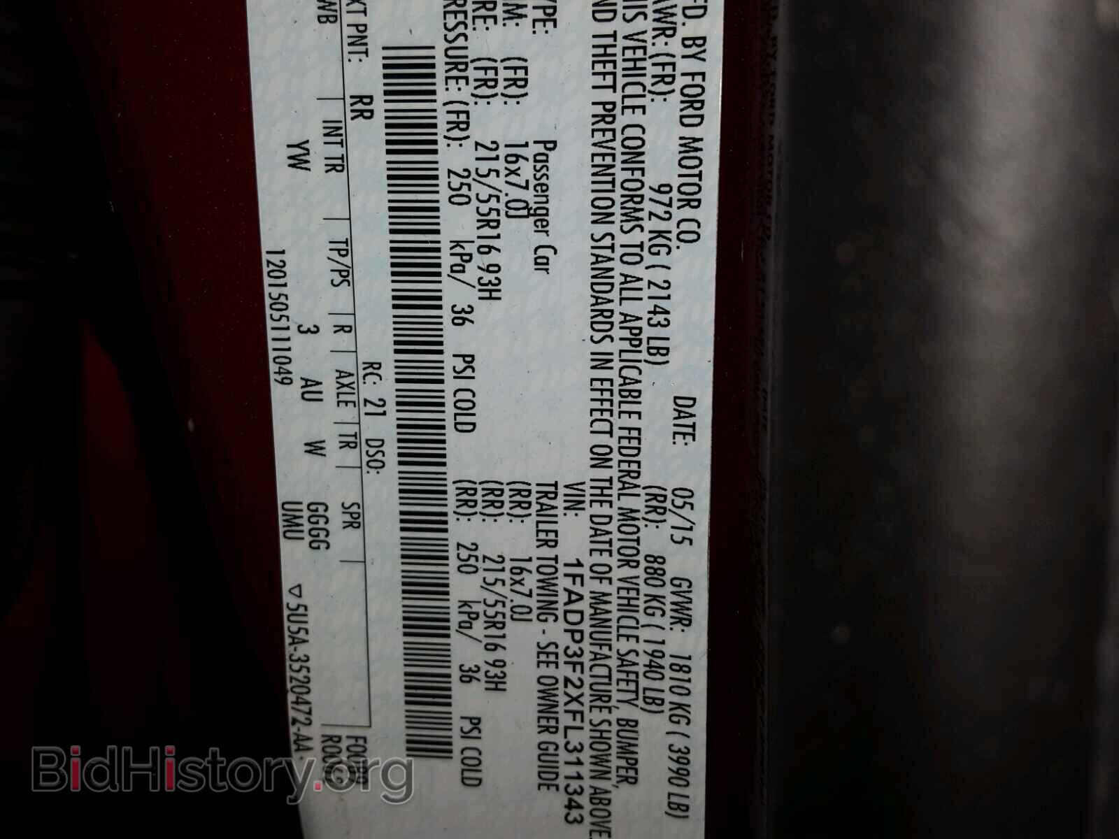 2015 FORD FOCUS - VIN: 1FADP3F2XFL311343 - Фото 10