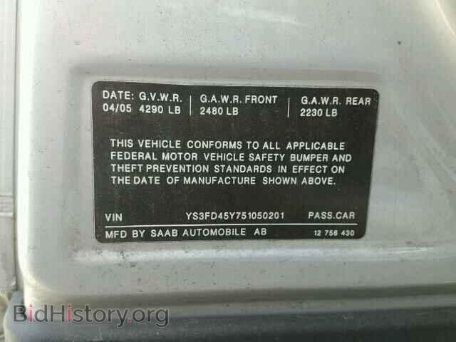2005 SAAB 9 3 - VIN: YS3FD45Y751050201 - Фото 10